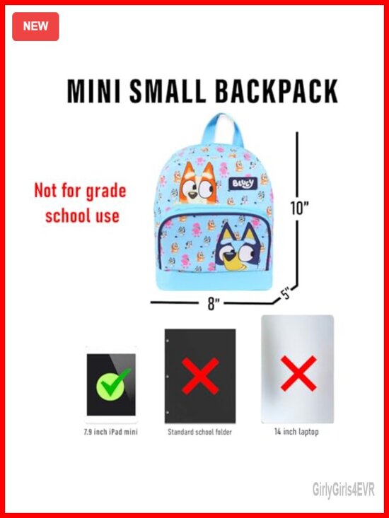 Bluey Mini Canvas Backpack with Front Pocket, Adjustable Straps main image 4
